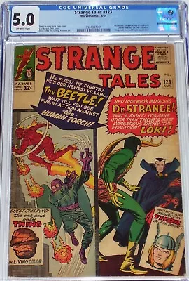 Buy Strange Tales #123 CGC 5.0 From Aug 1964 Origin & 1st Appearance Of The Beetle • 156.72£
