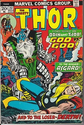 Buy The Mighty Thor #217  Thor Vs Odin  Higher Grade 1973 OW Pages!! • 12.66£
