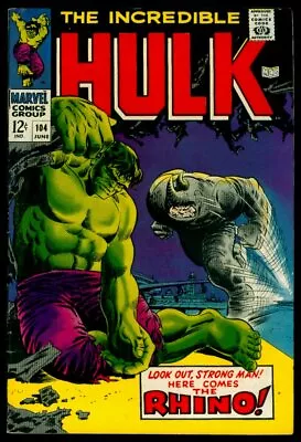 Buy Marvel Comics The Incredible HULK #104 The Rhino FN/VFN 7.5 • 110.65£