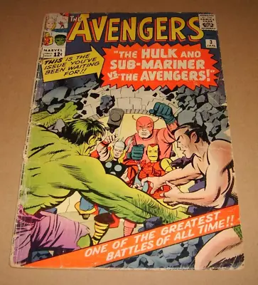 Buy AVENGERS #3 Silver Age Hulk Iron Man Thor Sub-Mariner Marvel Comic 1964 G/GOOD • 159.90£