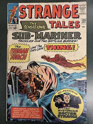 Buy Strange Tales #125 (Marvel, 1964) Classic Namor V Human Torch & The Thing GD • 28.55£