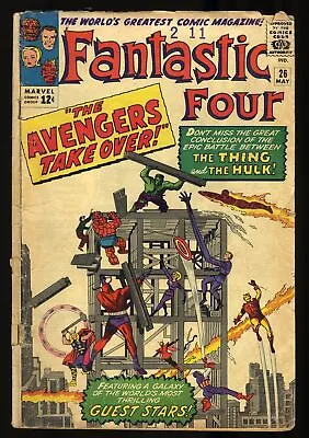 Buy Fantastic Four #26 FA/GD 1.5 Avengers Crossover!! The Thing!! Marvel 1964 • 38.93£