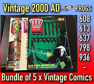 Buy 2000 AD 5 X Comic Bundle: Progs 608 613 637 798 & 936 Vintage Used 1990s #7AD4 • 4.99£