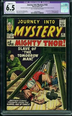 Buy Journey Into Mystery 102 Cgc 6.5 Cow Pages 1st Balder Hela Sif Restored  B3 • 183.88£