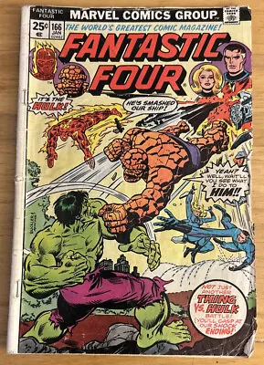 Buy Fantastic Four #166; Perez Art; Hulk Vs Thing; Marvel Value Stamp; Spiderman Ad • 39.69£
