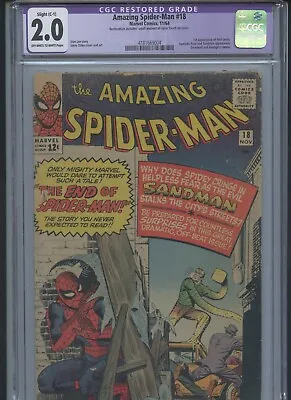Buy Amazing Spider-Man Vol 1 #18 1964 CGC 2.0 Restored (1st App Of Ned Leeds) • 102.69£