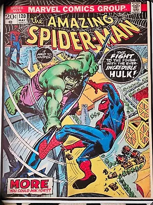 Buy New Marvel Comics Amazing Spider-Man #120 1973 Hulk Front Cover Canvas Print • 12.99£