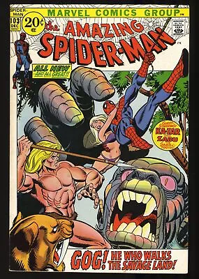 Buy Amazing Spider-Man #103 VF- 7.5 1st Appearance Gog! Ka-Zar! Marvel 1971 • 34.70£