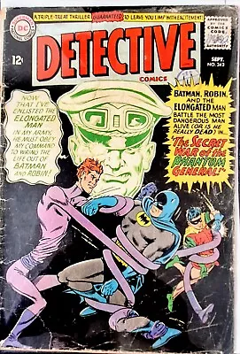 Buy DETECTIVE COMICS #343 GD BATMAN ROBIN ELONGATED MAN Vs NAZIS 1965 Infantino Art • 5.99£