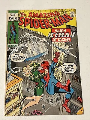 Buy 1971 The Amazing Spider-Man 92 Mid Grade Iceman Gwen Stacy Sam Bullitt • 31.53£