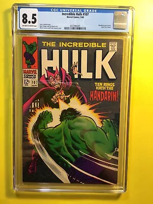 Buy Hulk #107 The Mandarin And Nick Fury Appearance Nice Color CGC 8.5 Marvel 1968 • 126.49£