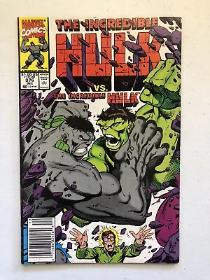 Buy Incredible Hulk 376 1990 Marvel Comics Key NEWSSTAND 1st Agamemnon Green Vs Grey • 7.90£