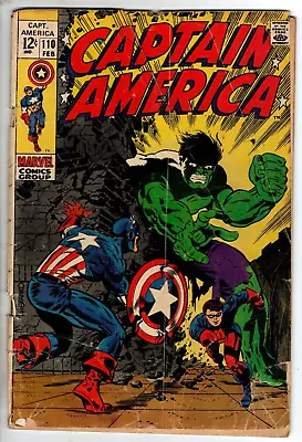 Buy Captain America #110 Featuring The Incredible Hulk, Good Condition • 17.69£
