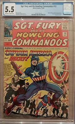 Buy Sgt. 1964 Fury #13 CGC 5.5 FINE MINUS Marvel Comic Captain America Bucky • 170.87£