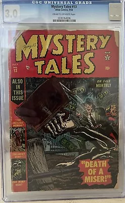 Buy Mystery Tales #13 CGC 3.0 1953 Atlas Comics Pre Code Horror • 187.21£