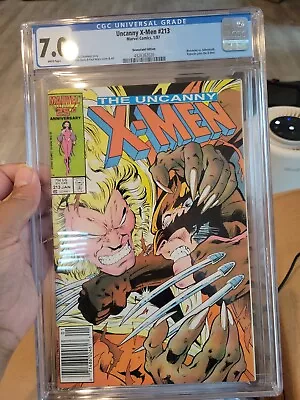 Buy Uncanny X-Men #213 CGC 7.0  Wolverine Vs Sabretooth Newsstand Marvel Comics • 35.61£