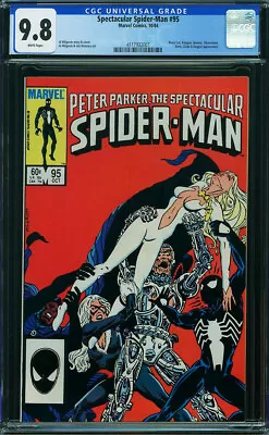 Buy SPECTACULAR SPIDER-MAN 95 CGC 9.8 WP BLACK CAT KINGPIN Copper Age MARVEL 1984 • 127.06£