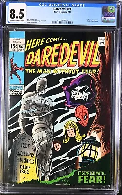 Buy 1969 Daredevil 54 CGC 8.5 Spider-Man Appearance Cover RARE • 140.32£