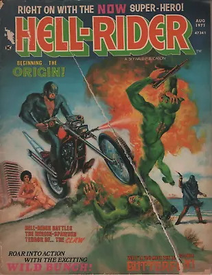 Buy HELL-RIDER #1 Aug 1971 Skywald Mag Ghost Rider Prototype First Butterfly & Brice • 77.48£