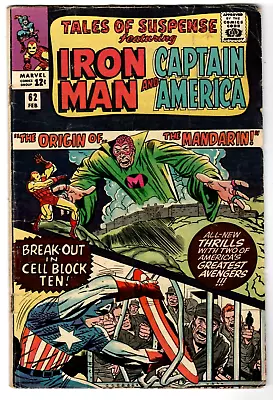 Buy TALES OF SUSPENSE #62 Marvel Comics 1965 Captain America, Origin Of Mandarin GD • 12.87£