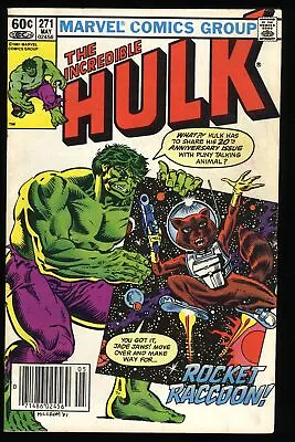 Buy Incredible Hulk #271 VF- 7.5 Newsstand Variant 1st Full Rocket Raccoon! • 119.13£