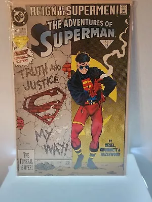 Buy Adventures Of Superman #501  Regular Cover Reign Of The Supermen! 1993 DC Comic • 8£