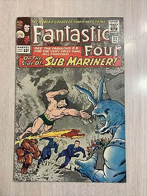 Buy Fantastic Four 33 Fn/vf White Pages 1964 Lee Kirby Ist Attuma Wakanda Forever • 140.75£