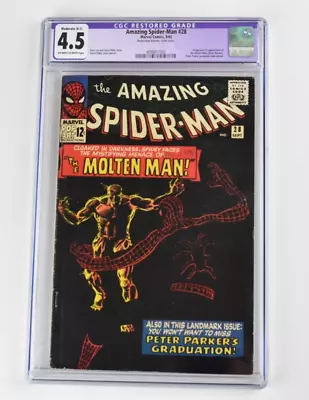 Buy Amazing Spider-Man #28 1st Molten Man CGC RESTORED MODERATE B-3 GRADE 4.5 OW/W • 144.07£