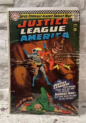 Buy JUSTICE LEAGUE OF AMERICA #45 SEKOWSKY 1st App SHAGGY MAN DC Comics Low Grade • 14.01£