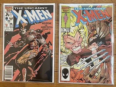 Buy X-Men #212 #213 Wolverine Vs. Sabertooth NM / NM+ 1st Cameo App Mr. Sinister! • 35.62£