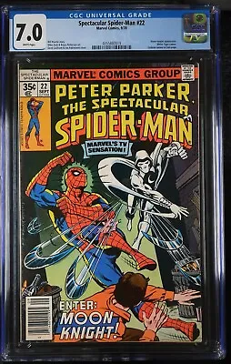 Buy Spectacular Spider-Man #22 CGC 7.0 1978 Marvel (Moon Knight App) (Cyclone Cameo) • 39.42£
