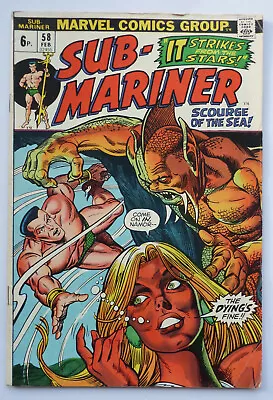 Buy Prince Namor, The Sub-Mariner #58 - UK Variant February 1973 VG+ 4.5 • 6.99£