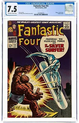 Buy FANTASTIC FOUR #55 CGC 7.5 MARVEL COMICS 1966 THING Vs SILVER SURFER - NEW CASE • 297.58£