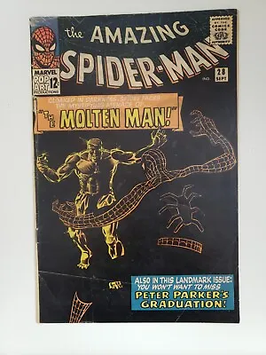 Buy Amazing Spider-Man #28 - 1965 - 1st Appearance & Origin Of Molten Man - KEY • 119.93£