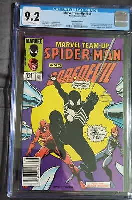 Buy MARVEL TEAM-UP #141 CGC 9.2 NEWSTAND WHITE PAGES  1984 1st Black Costume Spidy • 87.95£