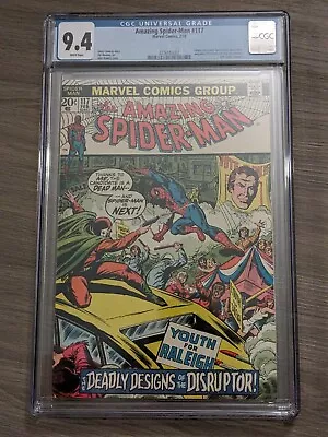 Buy AMAZING SPIDER-MAN #117 CGC 9.4 1st Disruptor MARVEL COMICS 1973 WHITE PAGES • 197.16£