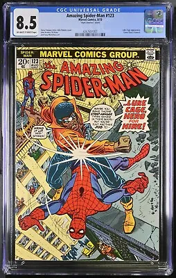 Buy Amazing Spider-man #123 (1973) Cgc 8.5 Oww Mark Jeweler's Insert Luke Cage Cover • 199.08£