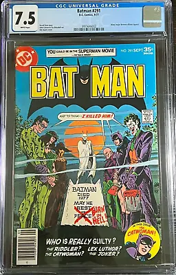 Buy 1977 Batman 291 CGC 7.5  Joker Riddler Catwoman Poison Ivy Scarecrow Cover • 154.36£