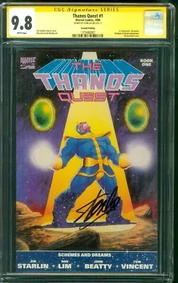 Buy Thanos Quest 1 CGC 9.8 SS Stan Lee Auto Avengers Endgame Movie 2nd Print 1990 • 1,510.51£
