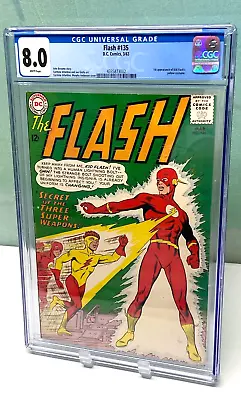 Buy The Flash #135 CGC Graded 8.0 WHITE PAGES 1st Kid Flash New Costume 1963 • 451.19£
