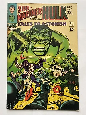 Buy TALES TO ASTONISH #81 Sub-Mariner Hulk 1966 Marvel Comics Cents VG/FN • 19.95£