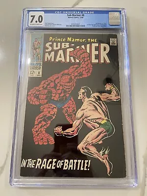 Buy Sub-mariner #8 Cgc 7.0 Ow/w Pages Thing Vs Sub-mariner Battle Issue Marvel 1968 • 158.11£