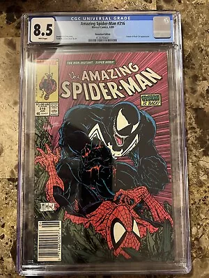 Buy Amazing Spider-Man #316 NEWSSTAND CGC 8.5 McFarlane 1st Venom Cover MARVEL COMIC • 119.14£