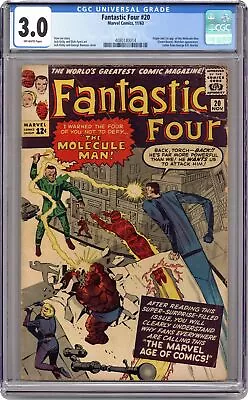 Buy Fantastic Four #20 CGC 3.0 1963 4080180014 1st App. Molecule Man • 176.54£