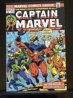 Buy Captain Marvel 31    Avengers, Drax Classic Cover  Thanos Appearance Marvel 1973 • 75.11£