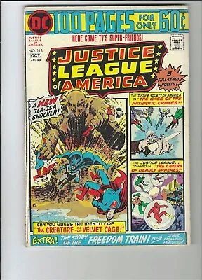 Buy Justice League Of America #113 DC 1974 100 Pg. Giant! FN- Beauty Justice Society • 11.91£