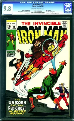 Buy IRON MAN #15 CGC 9.8 RARER YELLOW COVER VARIANT Silver Age MARVEL COMICS 1969 • 1,976.43£