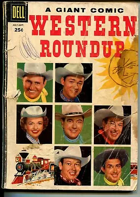 Buy Western Roundup #15 1956-Dell-Giant Edition-Roy Rogers-Rex Allen-Gene Autry-P/FR • 14.11£