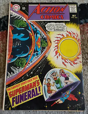 Buy Action Comics #365 (vg+) 1968 Superman's Funeral! Supergirl Appearance • 20.78£