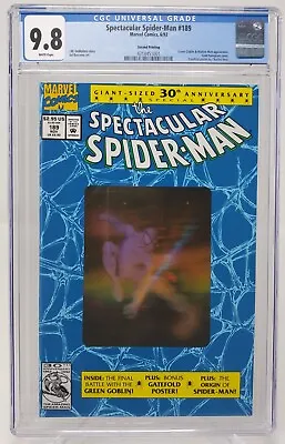 Buy Spectacular Spider-Man #189 CGC 9.8 White, GOLD Hologram Cover, 1992 2ND PRINT • 78.24£